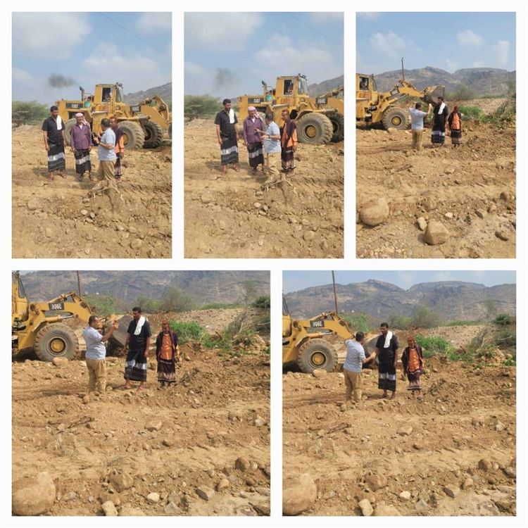 مدير عام مديرية الملاح عنتر المغربي يتفقد الأعمال الجارية في عبر المزارعين التي تنفذها منظمة كير