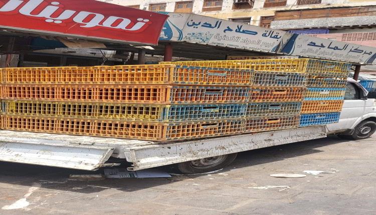 محلات بيع الدجاج تغلق أبوابها في كريتر(صور)

