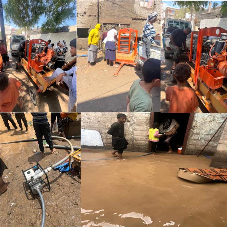 صندوق النظافة ينفذ حملة لشفط مياه الأمطار من أحياء الحوطة وتبن