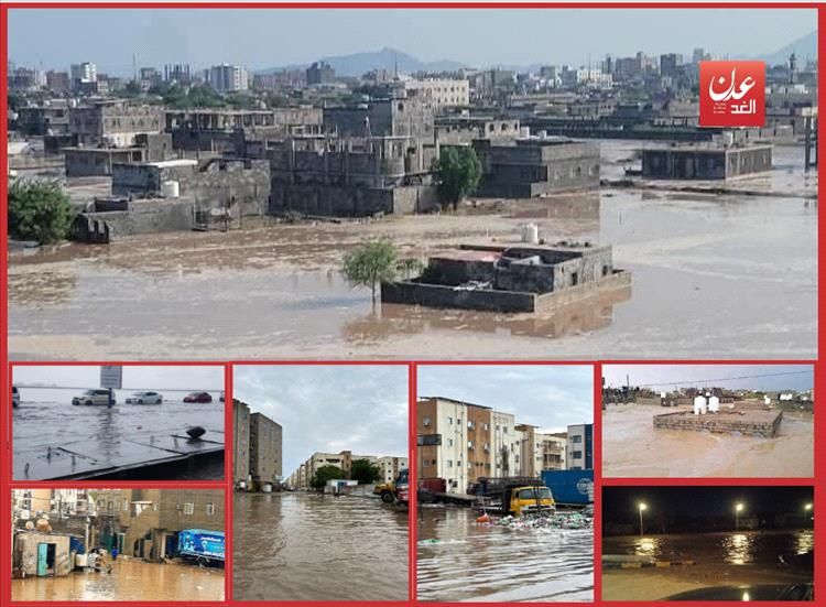 أمطار غزيرة وسيول تعصف بعدن..  ترصد حجم الإصابات والأضرار