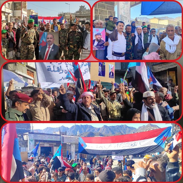 يافع رصُد تشهد مظاهرة جماهيرية حاشدة تأييداً لانتصارات القوات الجنوبية في حضرموت والمهرة والمطالبة بإعلان دولة الجنوب