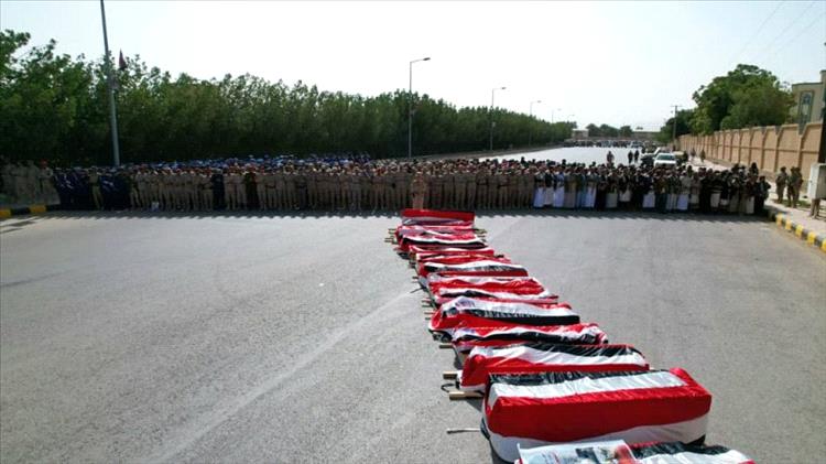 تشييع رسمي وشعبي لعدد من شهداء القوات المسلحة بمأرب