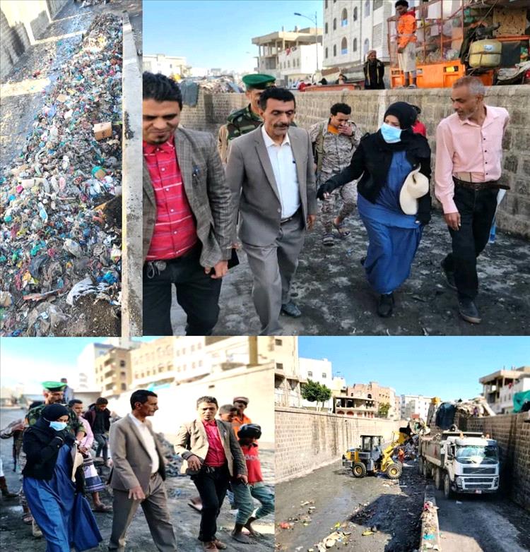 مديرية القاهرة تدشن حملة لرفع مخلفات القمامة من سائلة المغتربين والجسر الصيني بـ«تعز»
