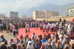 احتشاد جماهيري في ساحة الاعتصام بمدينة حديبو بسقطرى للمطالبة باستقلال الجنوب