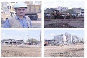 المهندس معتصم : العمل جار في المقطعين الأول والثانية لمشروع إعادة تأهيل وصيانة شارع الخمسين
