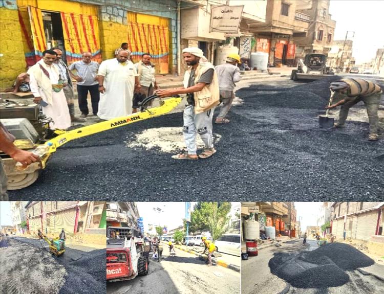 المشمر يطلع على أعمال سفلتة أجزاء من شارعي الكوثر والحوض عقب استكمال مشروع الصرف الصحي