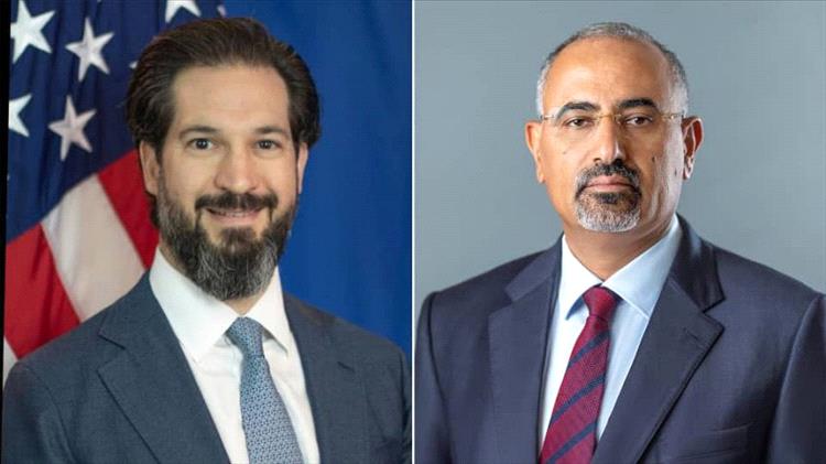 عضو مجلس القيادة اللواء الزُبيدي يبحث مع القائم بأعمال السفير الأمريكي تطورات الأوضاع في اليمن والمنطقة