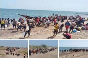 ضبط قارب تهريب يقل 132 مهاجرًا أفريقيًا قبالة سواحل رأس العارة ضمن حملة أمنية مشتركة