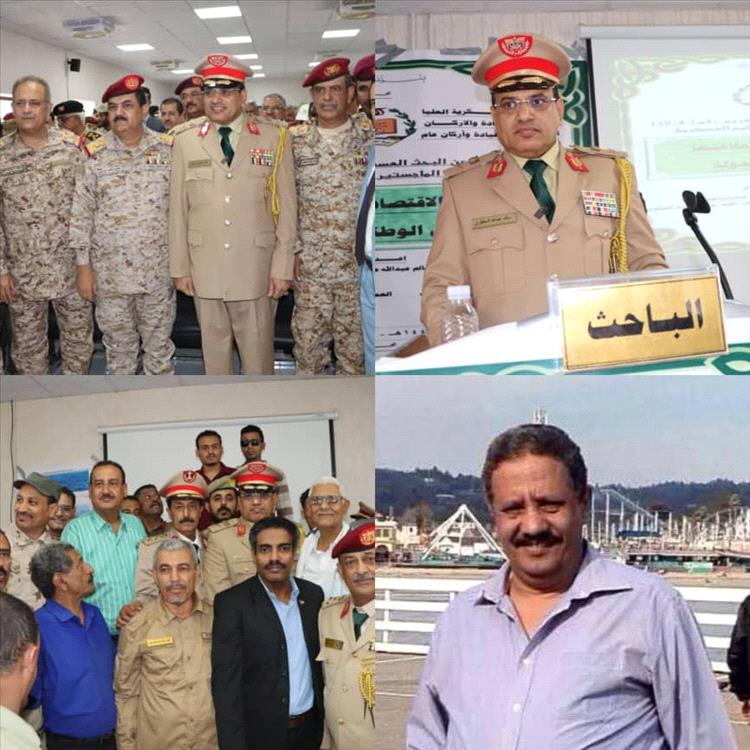 السفير فضل الحنق والصحفي العميد مقراط يهنئان الوزير اللواء سالم السقطري بنيله الماجستير بامتياز