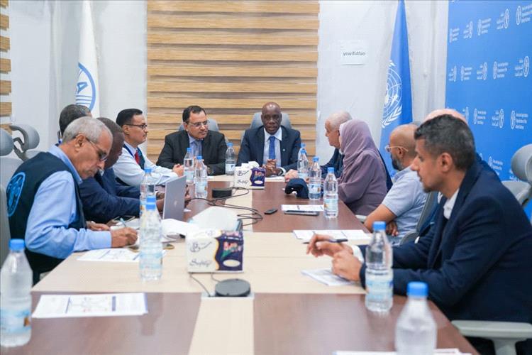 الوزيران السقطري والوالي يزورا مقر الفاو بعدن ويلتقيا بالقائم بأعمال الممثل المقيم آدم ياو ويطّلعا على المشاريع التنموية المنفذة والمزمعة