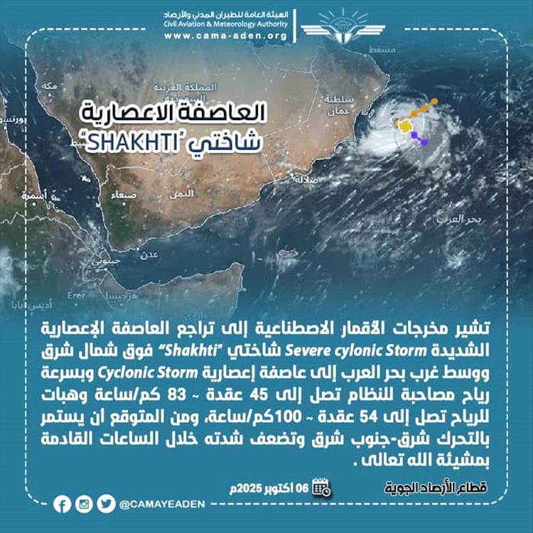 الأرصاد الجوية تؤكد أن المنخفض الجوي في بحر العرب تراجع إلى عاصفة إعصارية