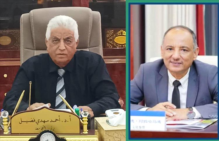 رئيس جامعة لحج يشيد بجهود المستشار الثقافي في الصين لتعزيز العلاقات الأكاديمية بين الجامعات اليمنية والصينية.