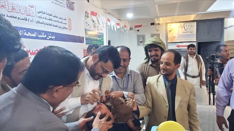 تدشين المرحلة الثانية من حملة التحصين الطارئة ضد شلل الأطفال في مأرب.