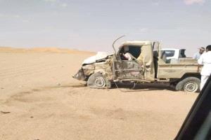 مصرع أربعة شبان من أسرة واحدة بحادث في صحراء الجوف