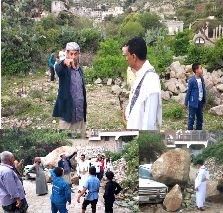 القاهرة بــ«تعز»: انزلاق صخري يسبب أضراراً مادية.. و «المشمر» يؤكد بدء معالجات عاجلة