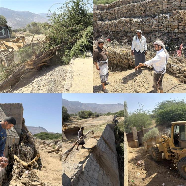 بدء أعمال الصيانة الطارئة لقناة الراعبي بمديرية بيحان 