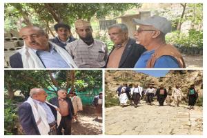 وكيل المحافظة يتفقد مشتل البن في بني حماد ومشروع رصف طريق نقيل الحَشّة بمديرية المواسط