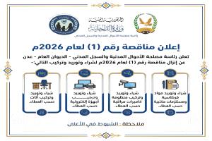 إعلان مناقصة رقم (1) لعام 2026م