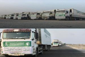 قافلة سعودية تصل عدن حاملة مساعدات غذائية جديدة