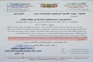 عاجل: مكتب الشباب والرياضة بعدن يرفع التعليق ويسمح للأندية بالمشاركة في كأس الجمهورية