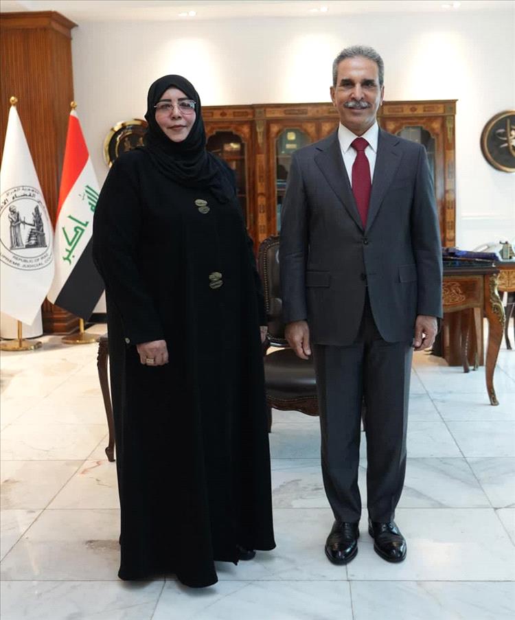 القاضي صباح العلواني تلتقي رئيس مجلس القضاء الأعلى العراقي وتؤكد أهمية توسيع التعاون القضائي العربي