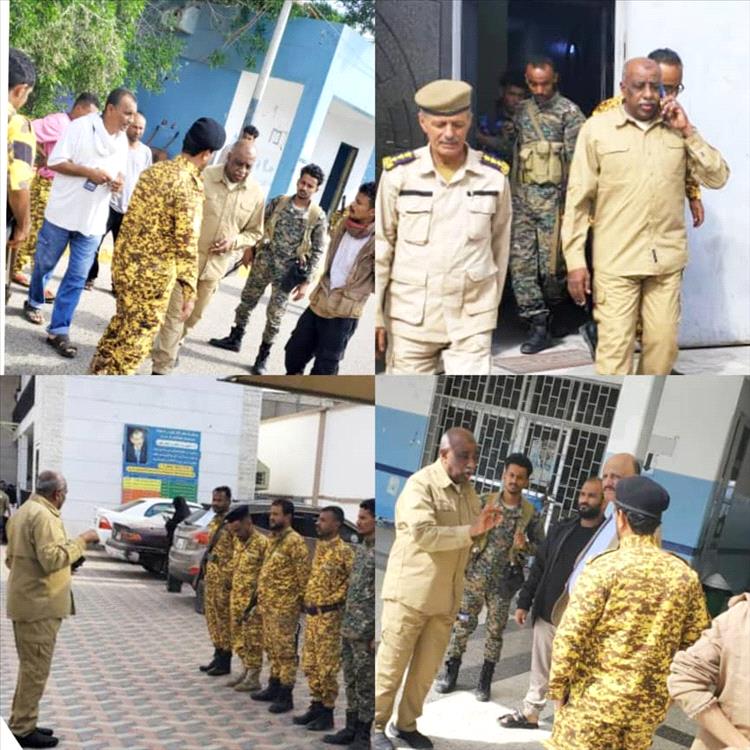 قائد حرس المنشآت بإدارة أمن عدن يتفقد عدداً من المؤسسات الحكومية التي يتولى تأمينها