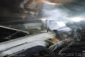 احتراق سيارة في سوق سرار بيافع