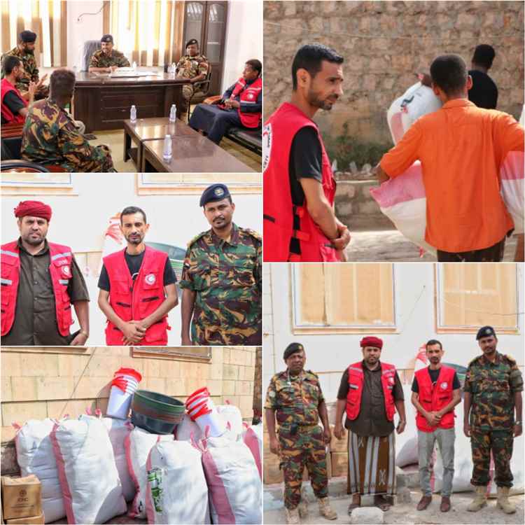 الهلال الأحمر بالمهرة يوزّع مساعدات إيوائية وصحية على السجن المركزي