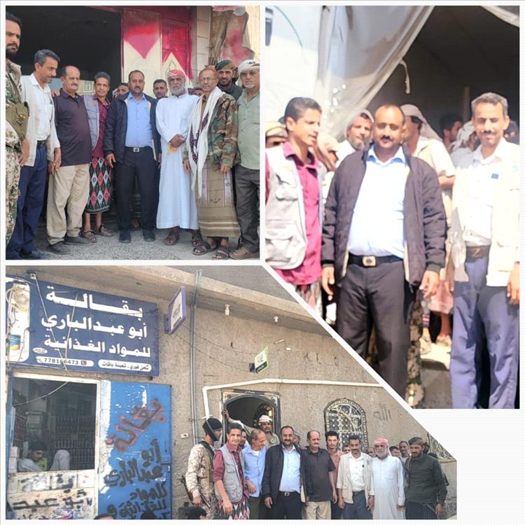 مدير عام مديرية قعطبة بكر الشاعري يدشن صرف الحوالات النقدية للأسر الفقيرة والنازحة المقدمة من برنامج الأغذية العالمي