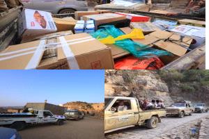 تعز: مجلس المقاومة الشعبية في المواسط يسيّر قافلة غذائية لدعم المرابطين في جبهة الصلو