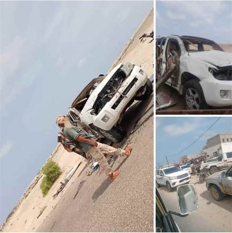 نجاة قائد لواء بالحاف العميد خالد السليماني من حادث مروري في شبوة