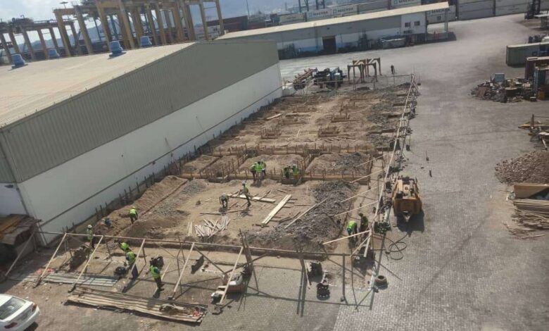 البدء بإنشاء مستودع قسم الصيانة بمحطة ميناء عدن للحاويات